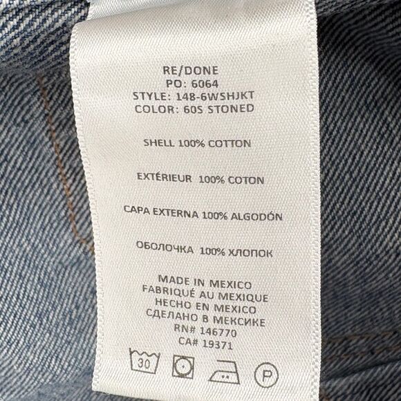 RE/DONE 60's Stoned Shrunken Denim Jacket size XS - Picture 10 of 13